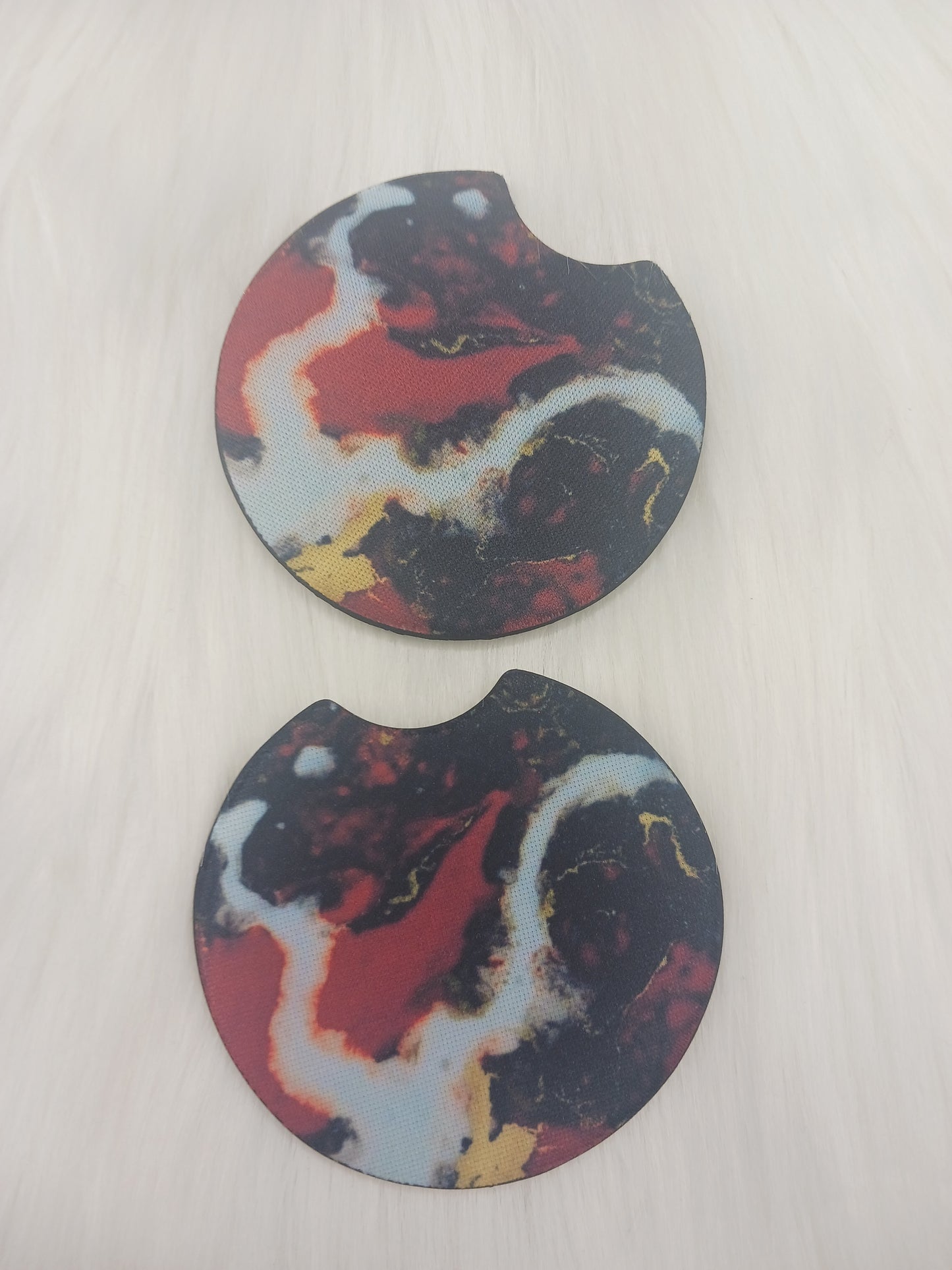 Red marble car coasters