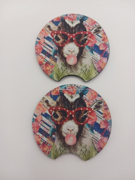 Bubble gum goat car coasters