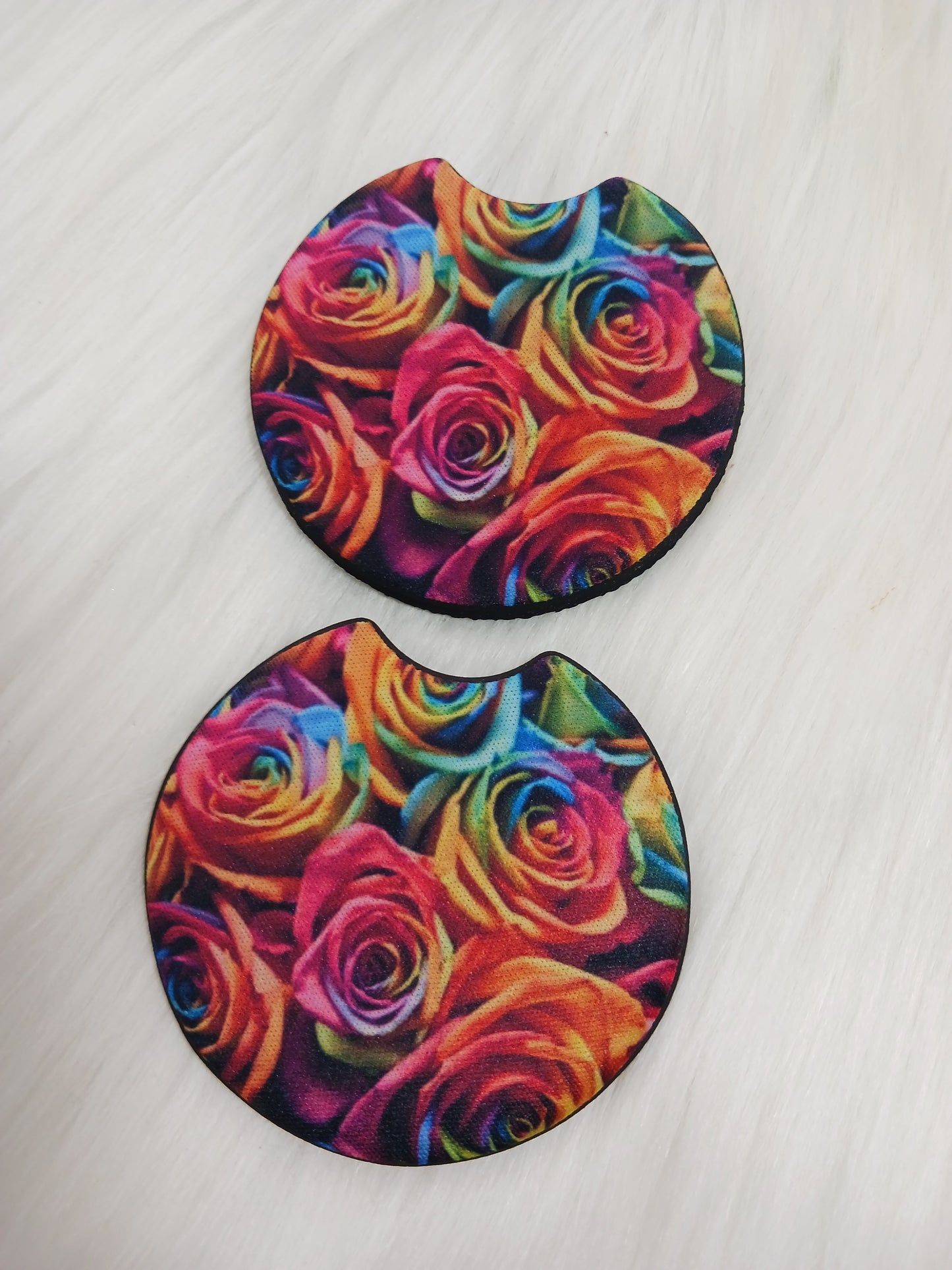 Colorful roses car coasters