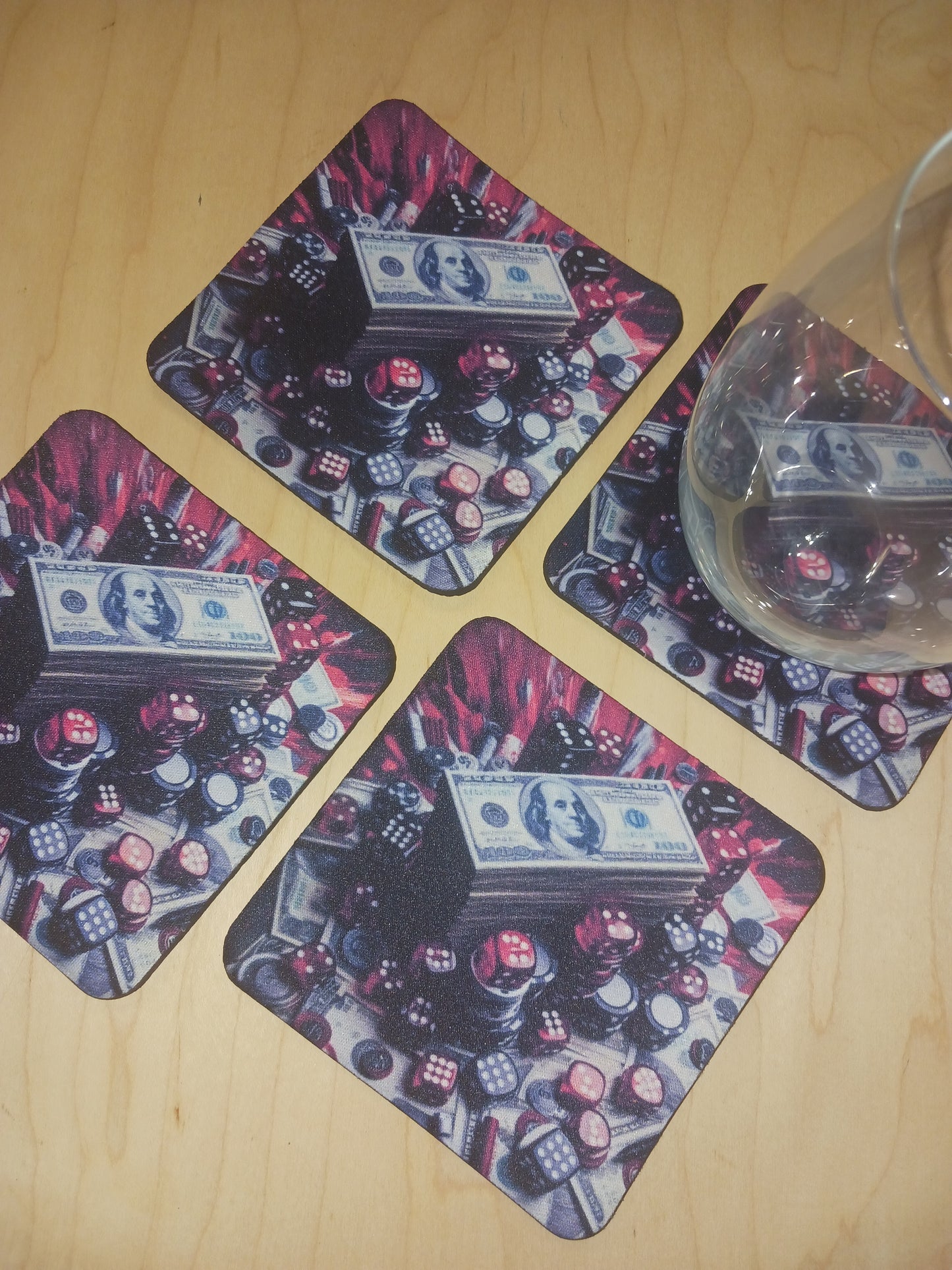 Casino player tabletop coasters