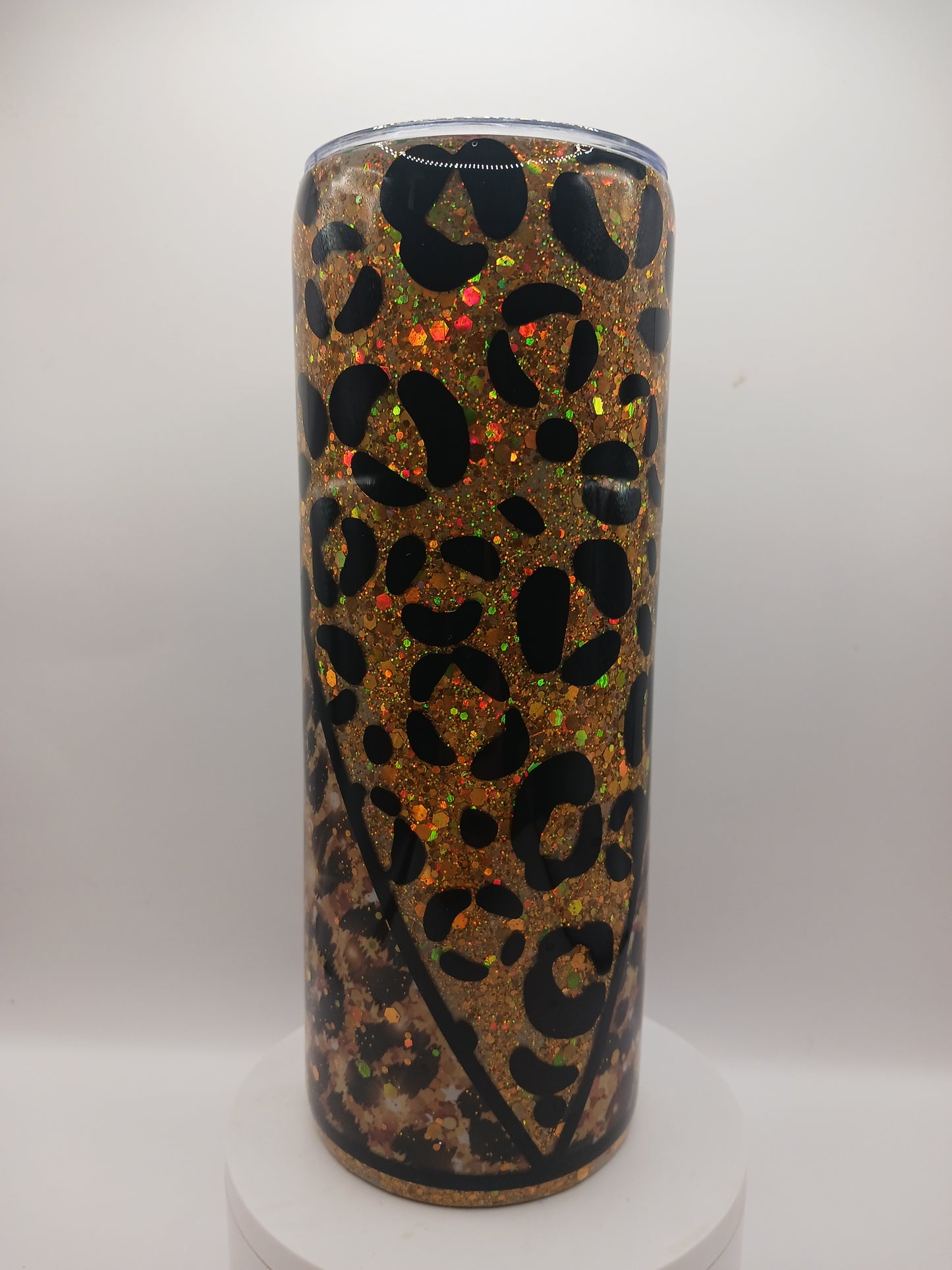 Gold animal print 20 oz glitter epoxy tumbler