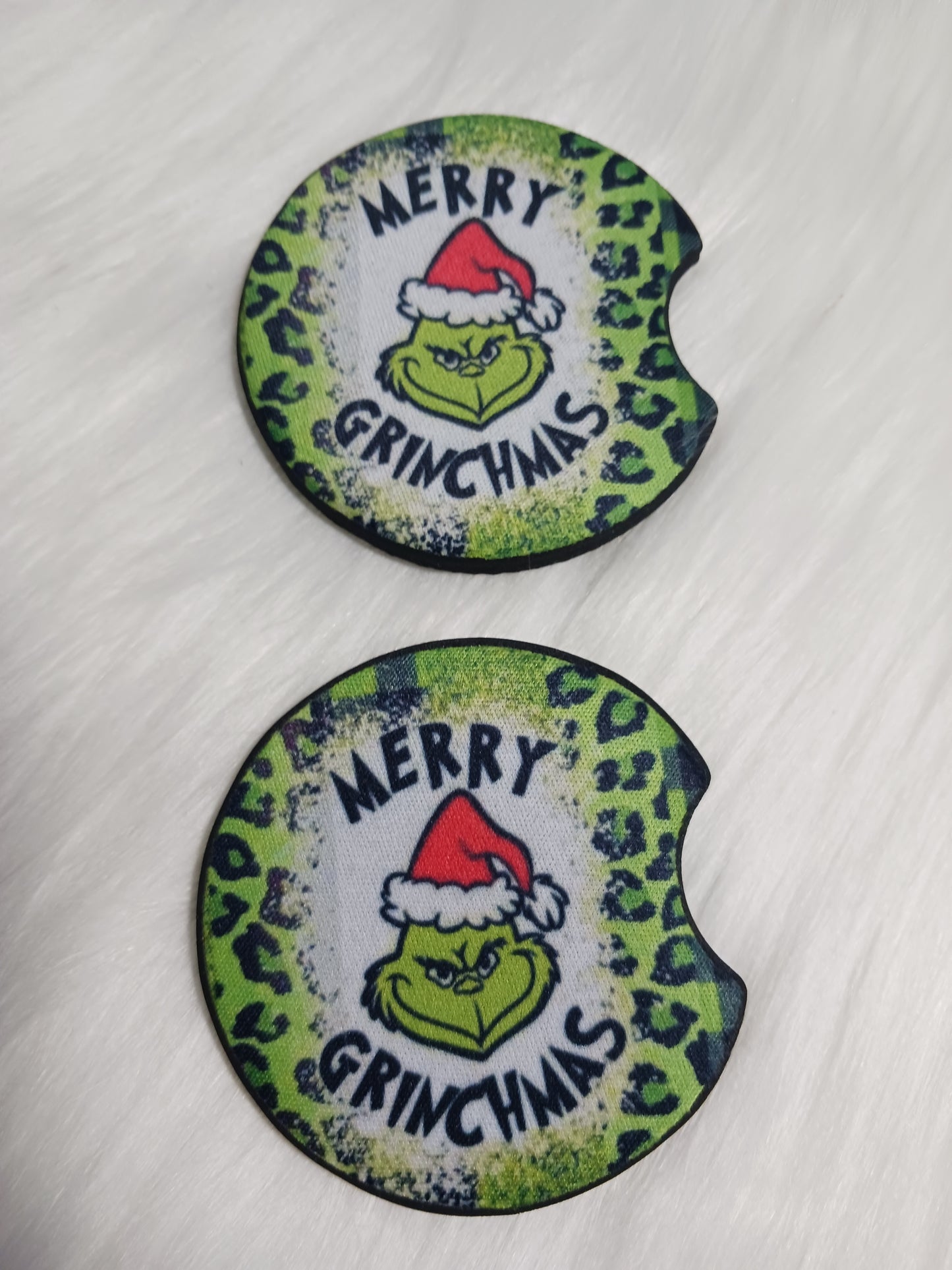 Merry grinchmas car coasters