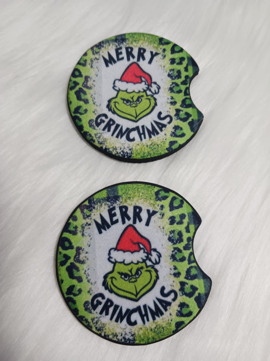 Merry grinchmas car coasters