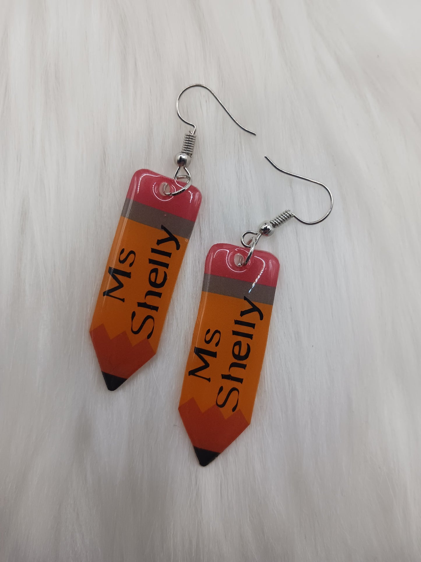 Customizable pencil dangle earrings