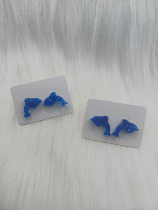 Dolphin shaped stud earrings