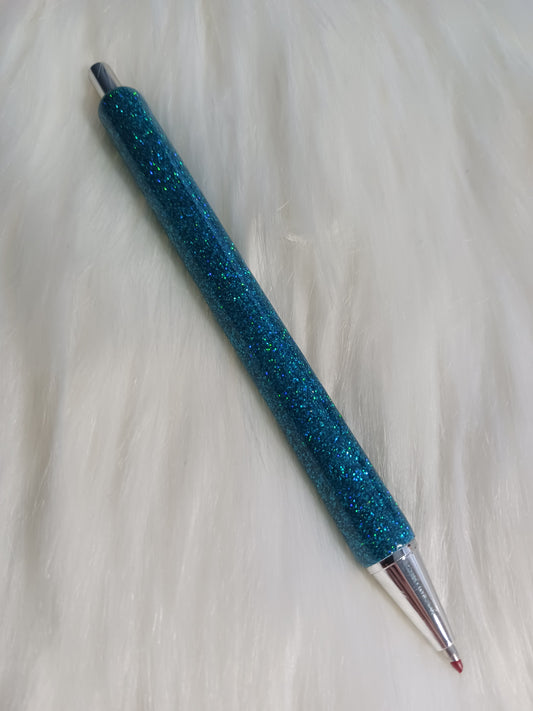 Blue teal glitter epoxy pen