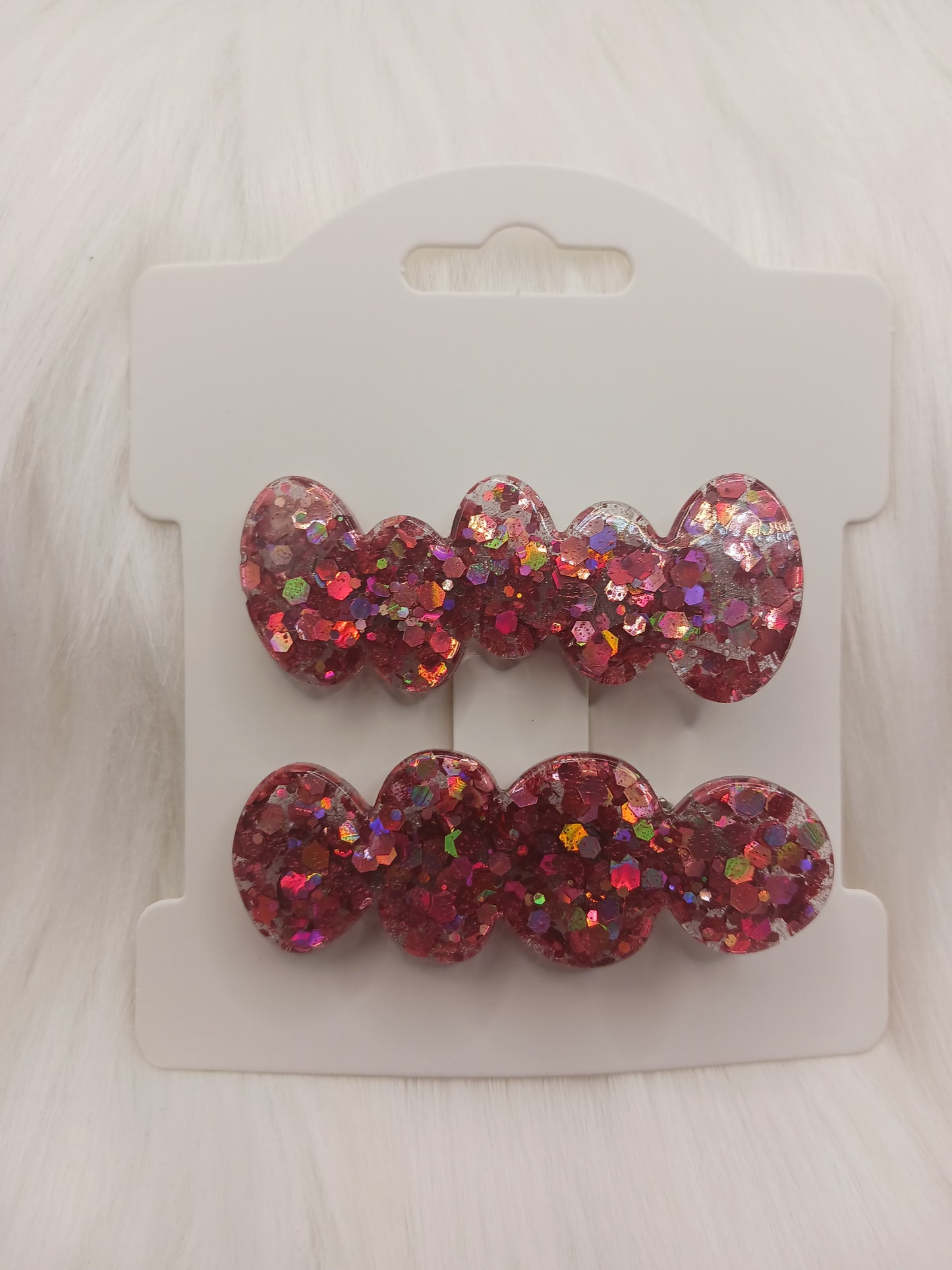 Set of 2 Rose color glitter hair clips