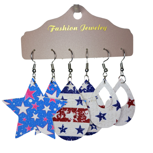 Patriotic Faux Leather Earring Sets