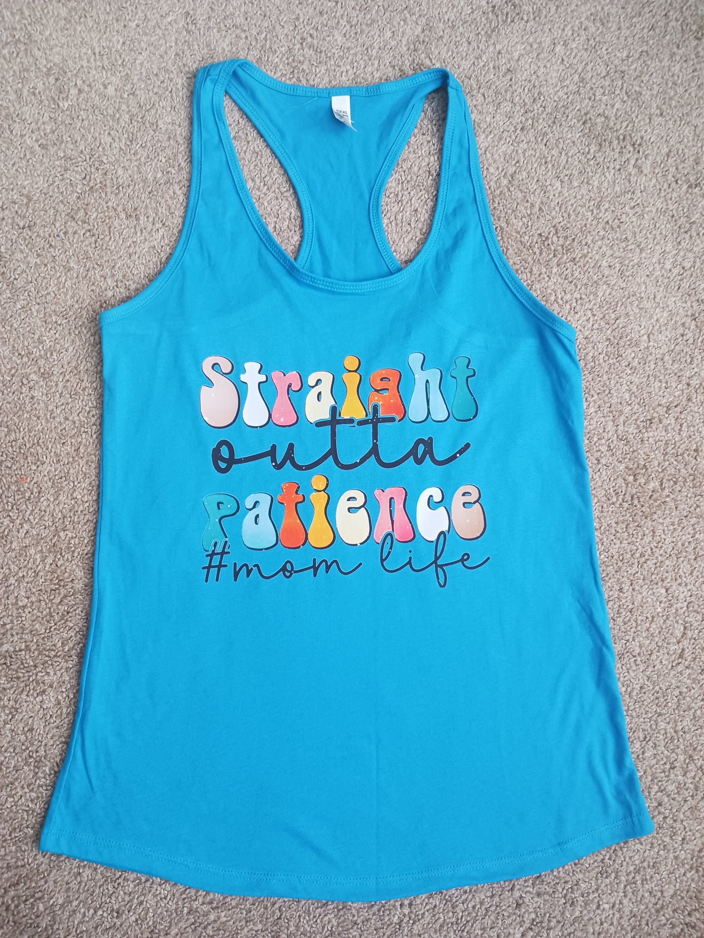 Straight outta patience mom life flowy racerback tank top