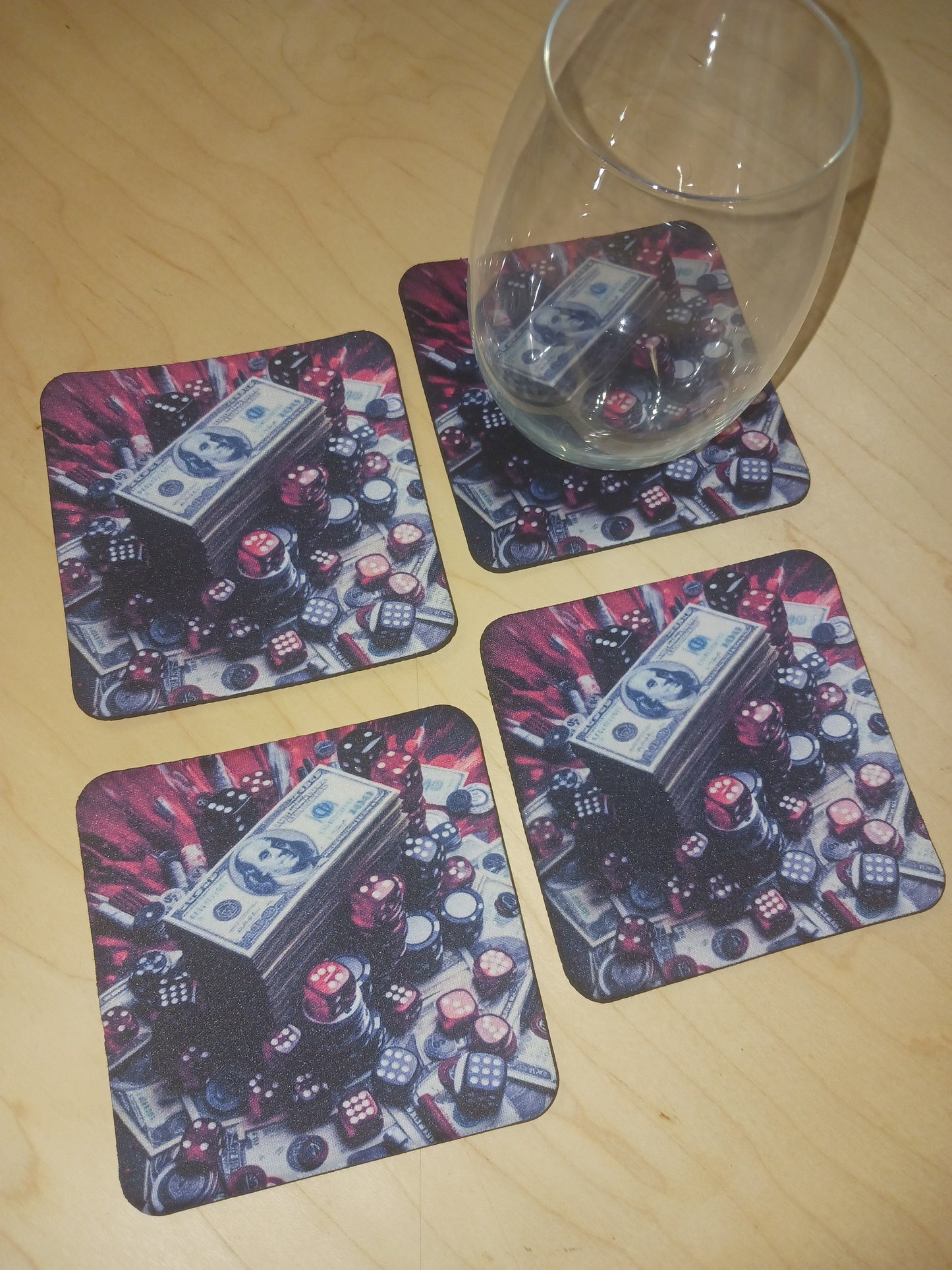 Casino player tabletop coasters