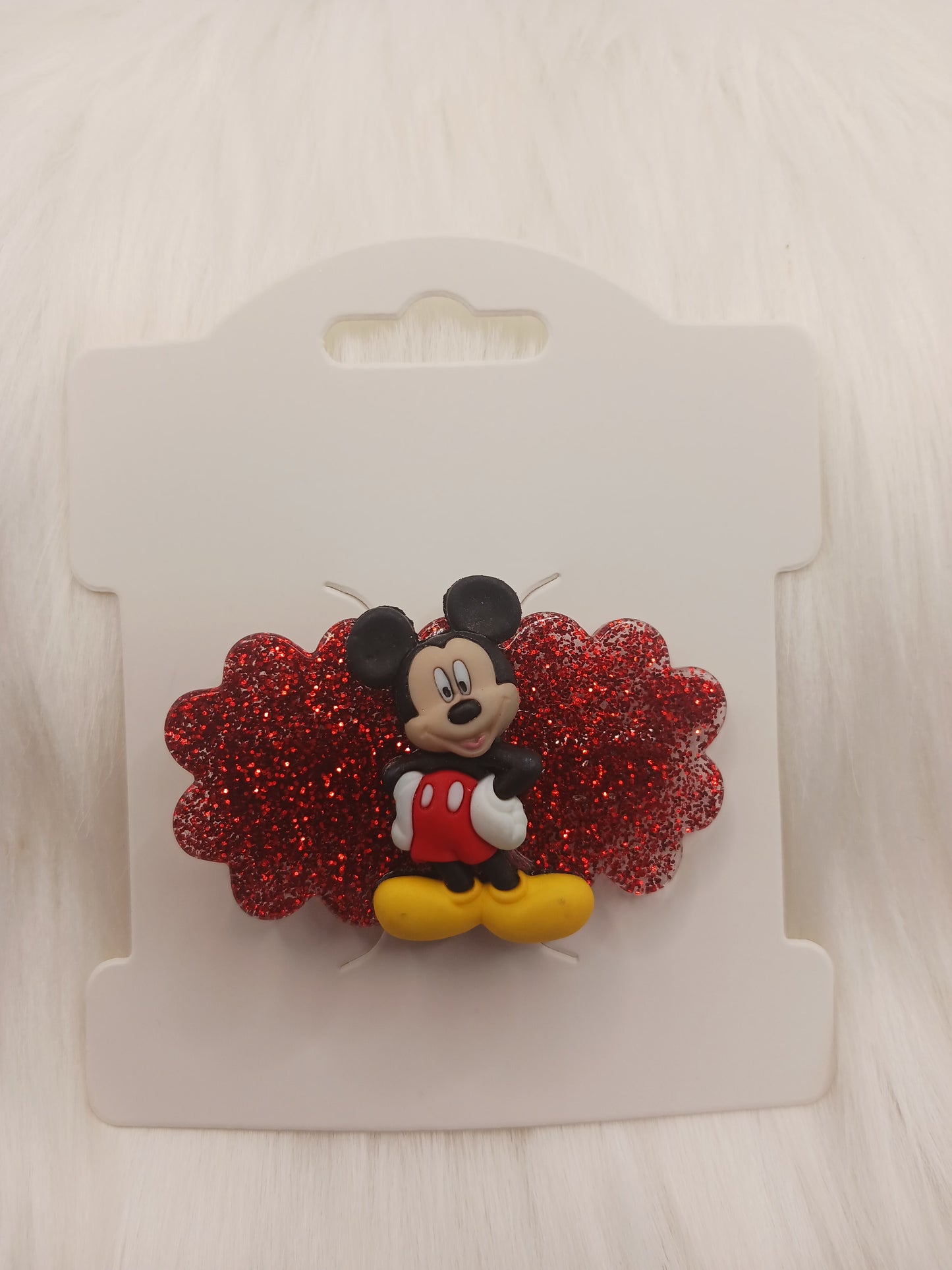 Red glitter mouse hair clip