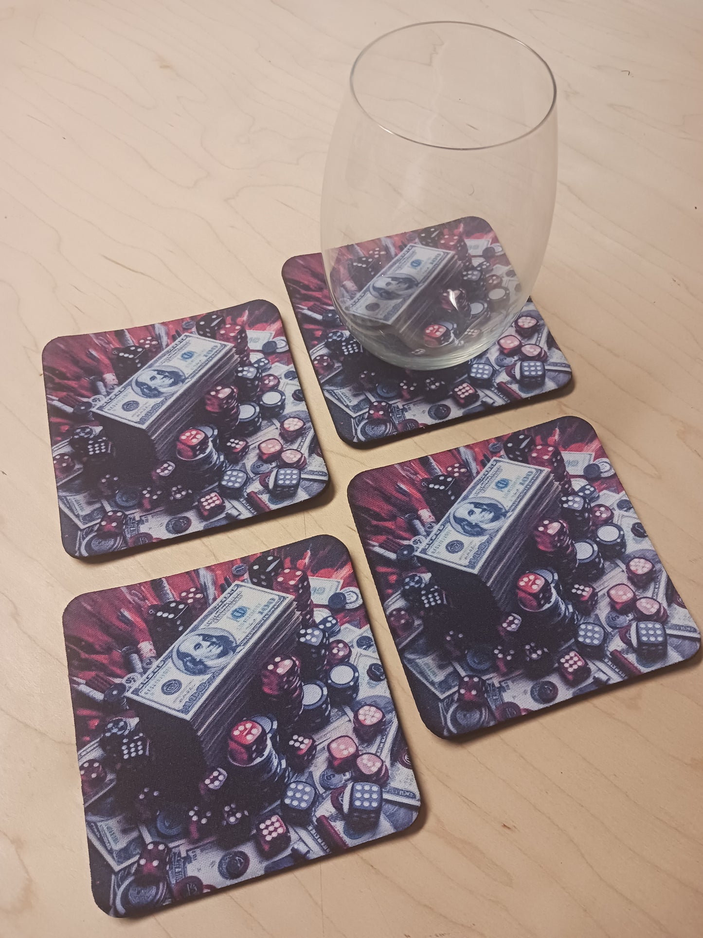 Casino player tabletop coasters