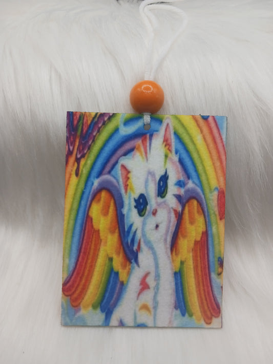 White rainbow kitty air freshener