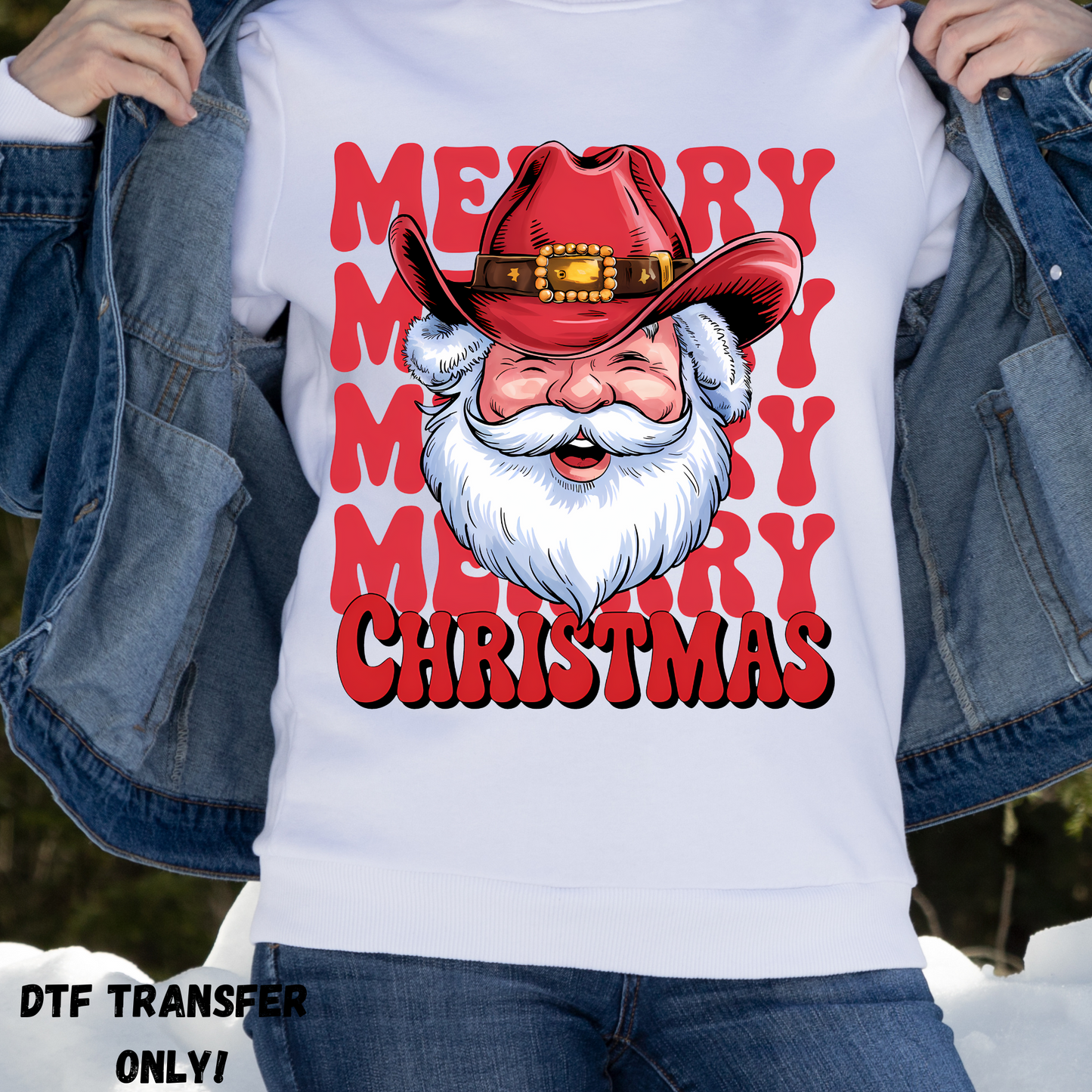 Merry Christmas Red Santa DTF transfer