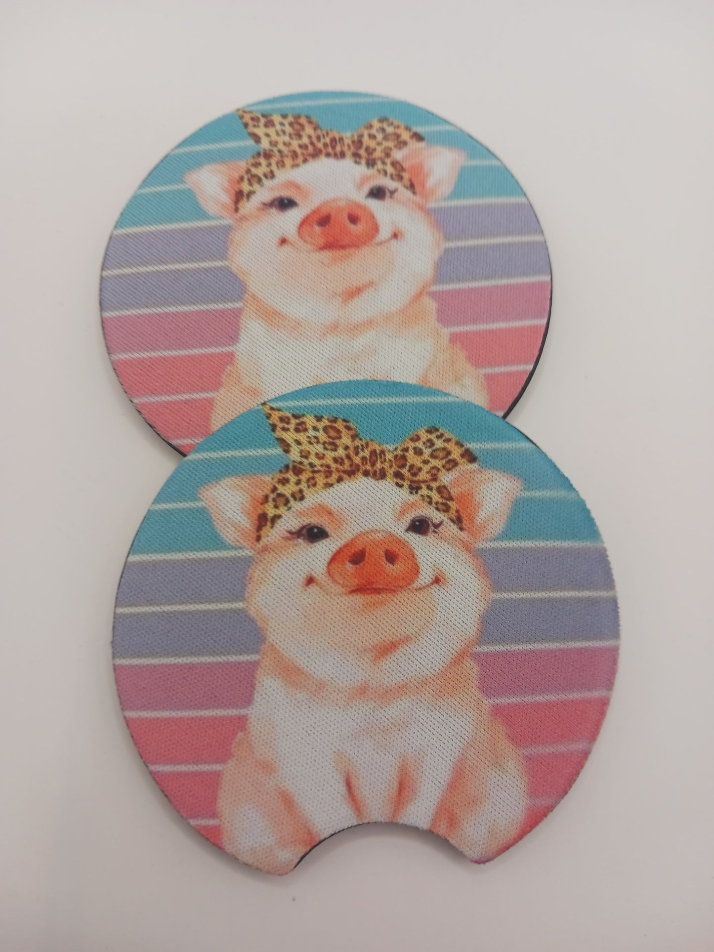 Girl pig car coasters