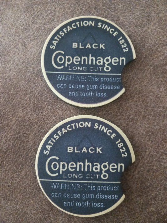 Black long cut chew car coasters