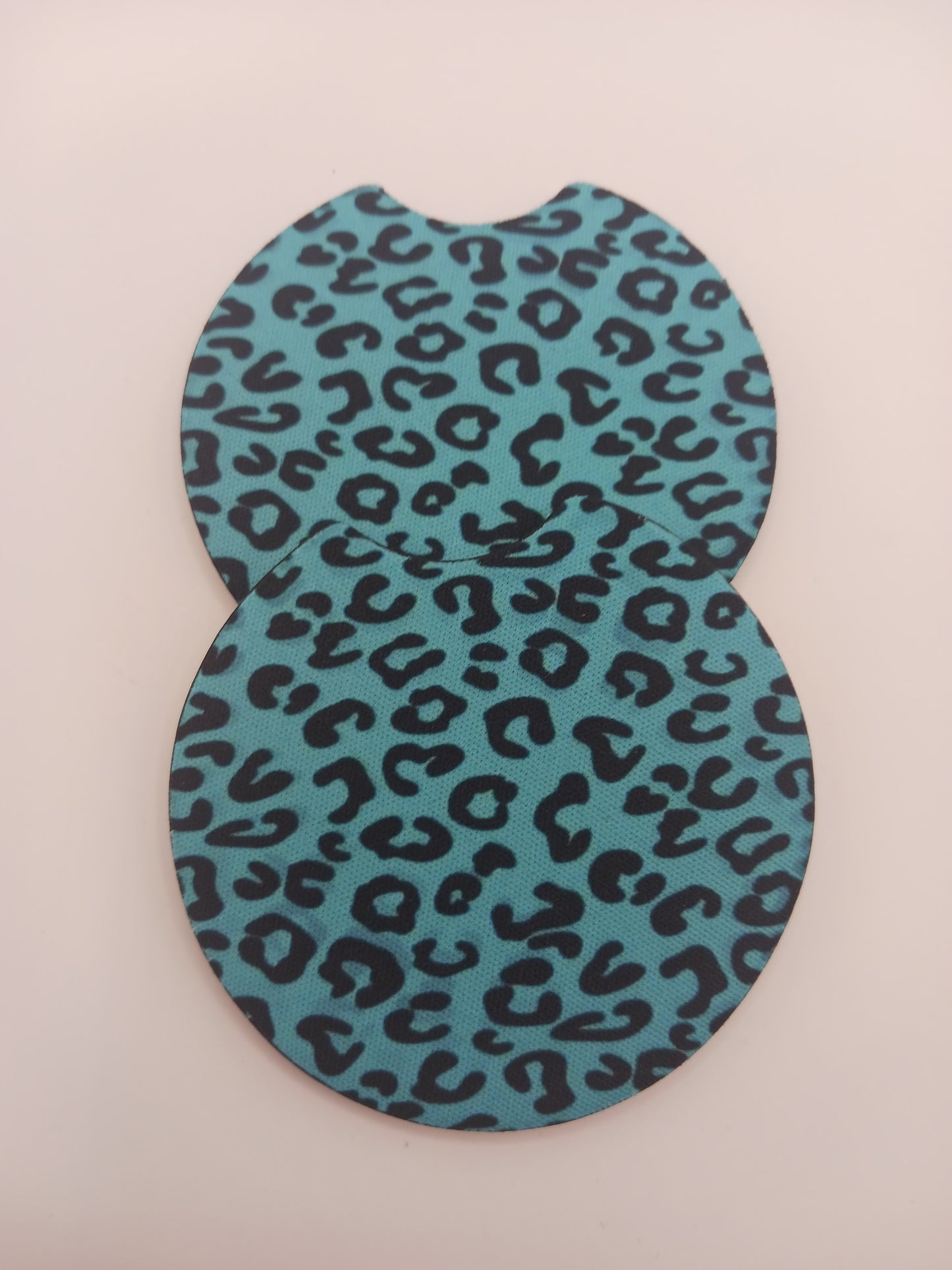 Blue animal print car coasters