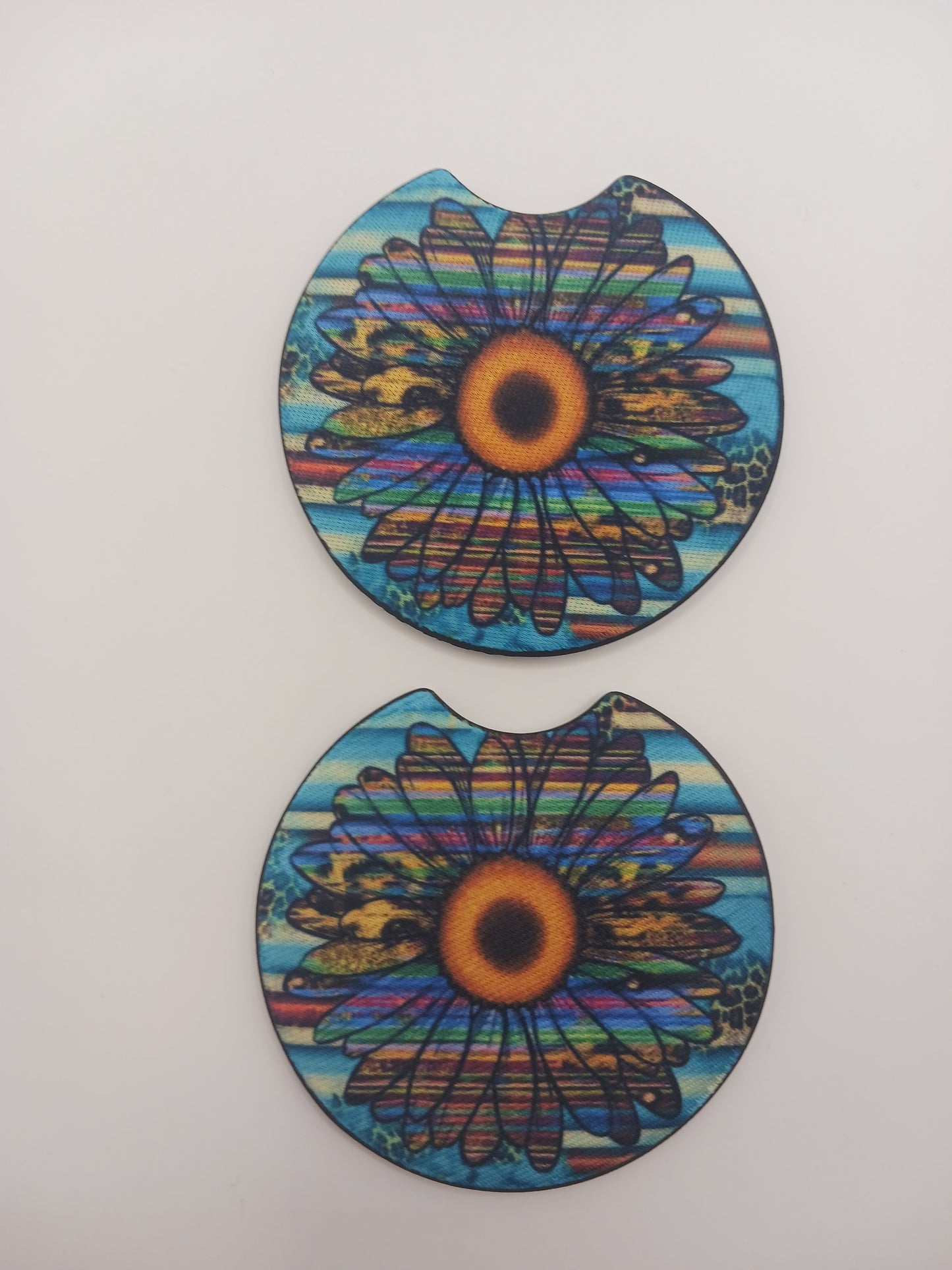 Colorful sunflower car coasters