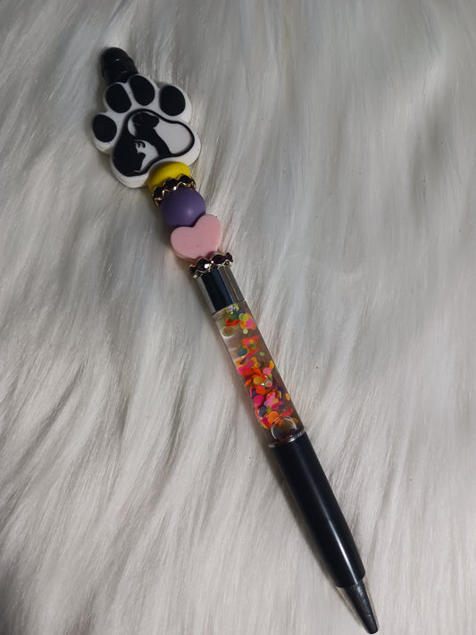 Pawprint beaded snowglobe pen