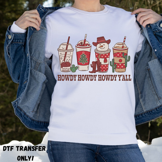 Howdy y'all 4 cup Christmas DTF transfer