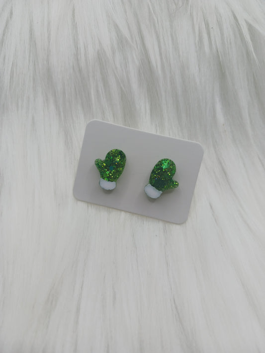 Mitten shaped stud earrings