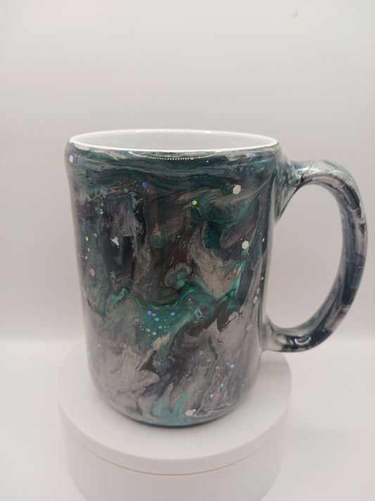 Marble swirl 15oz glitter epoxy mug