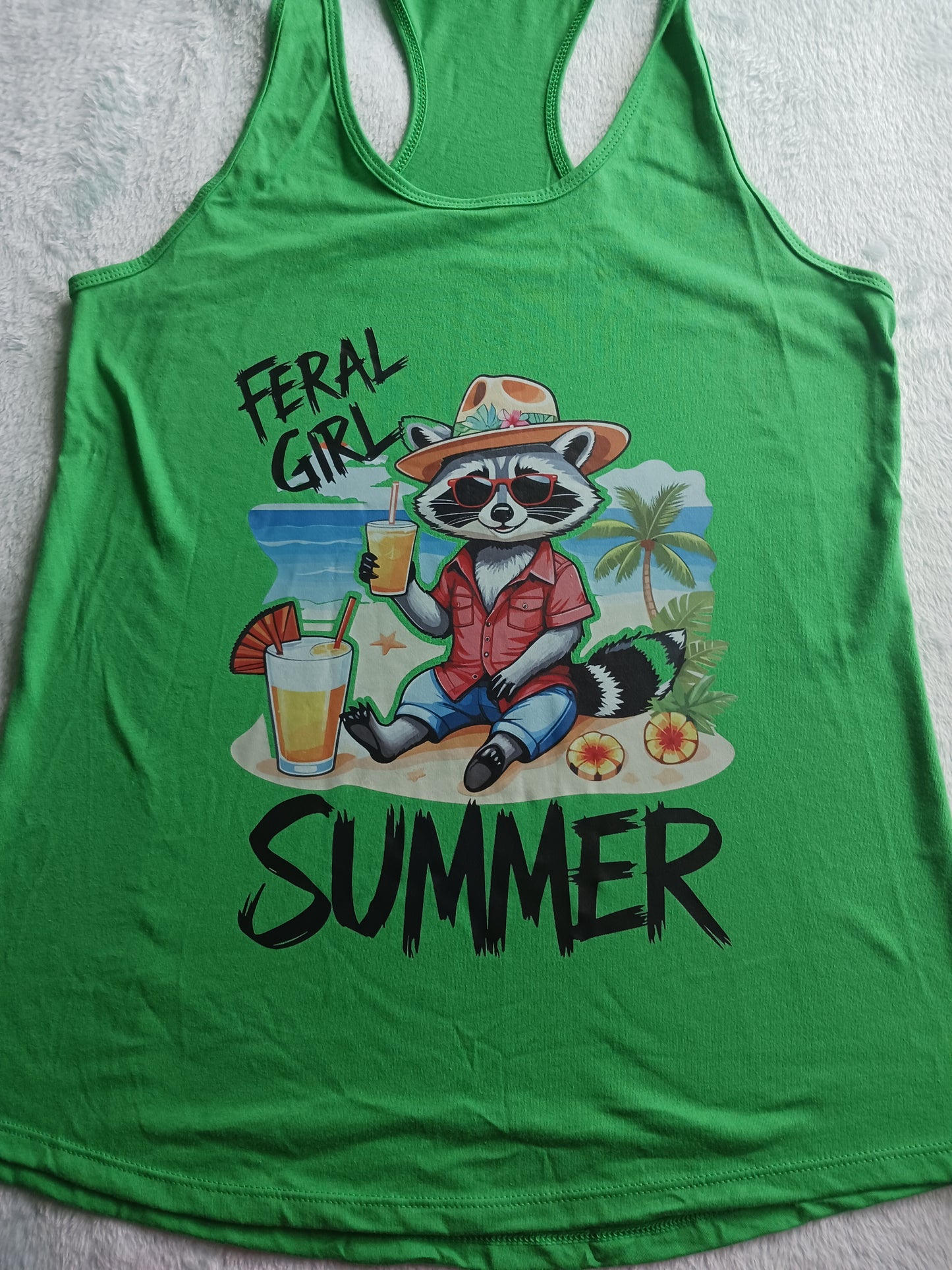 Feral girl summer flowy racerback tank top