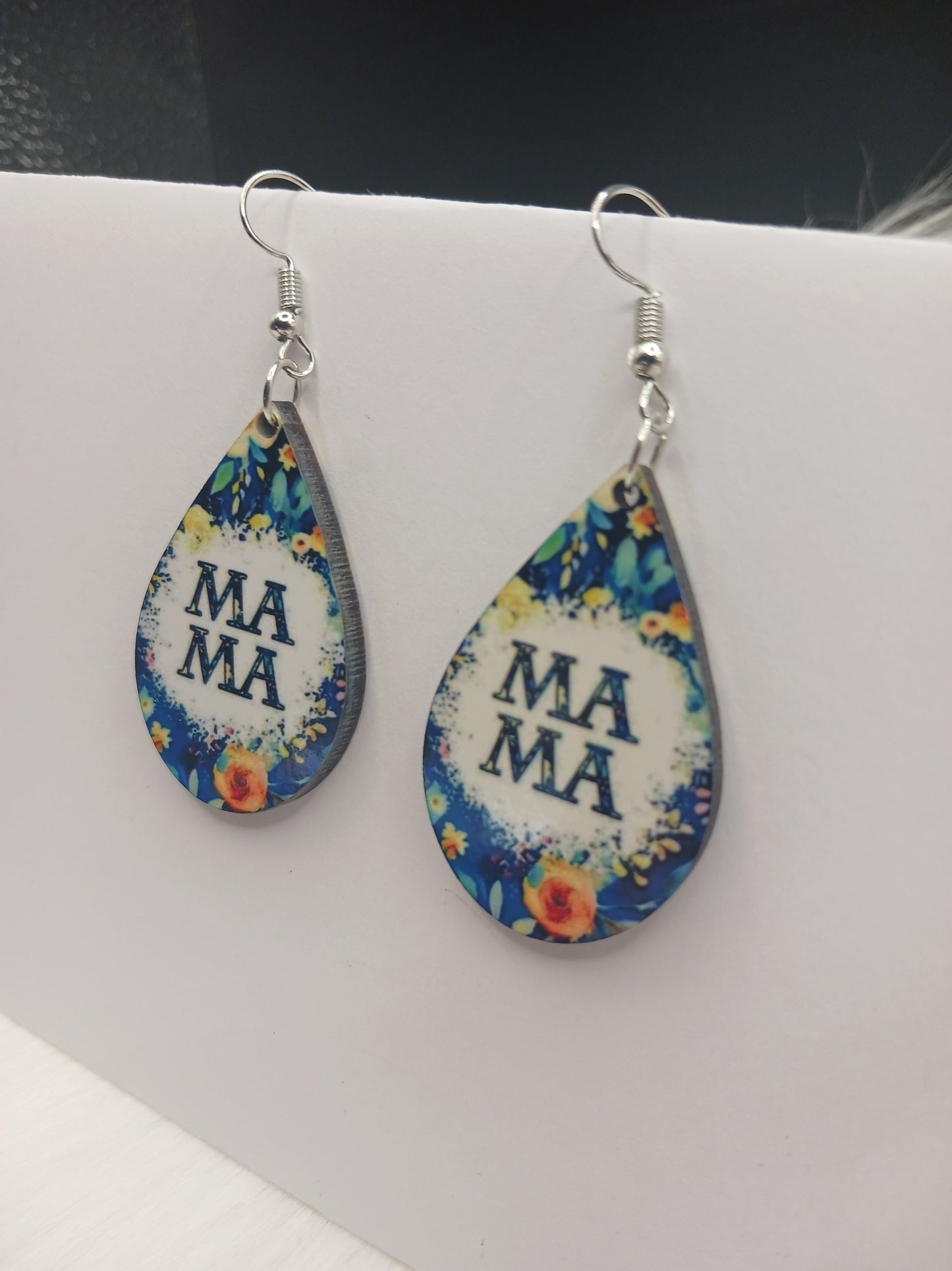 Blue flower Mama earrings