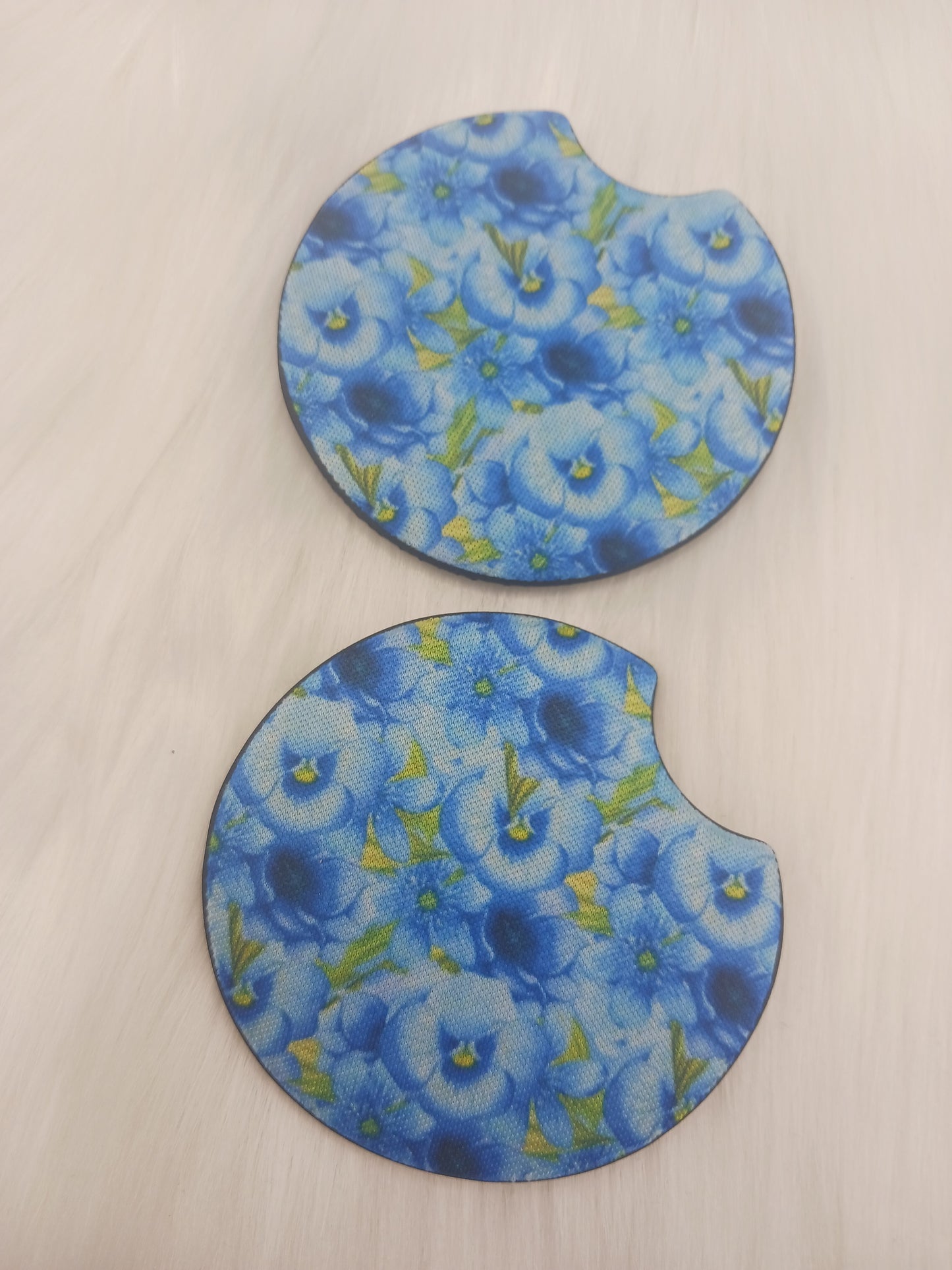 Blue floral car coasters