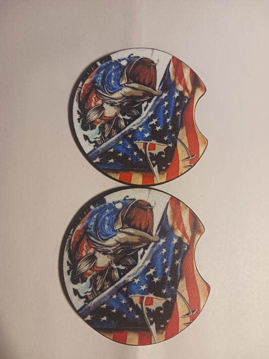 USA fish car coasters