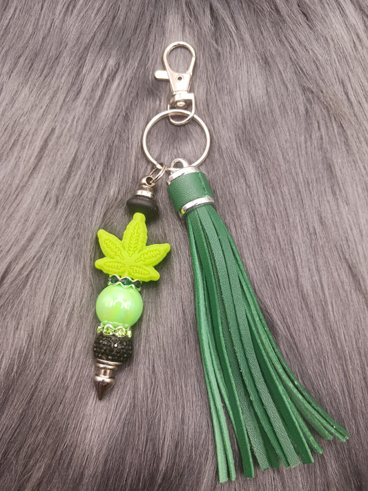 4:20 friendly beaded keychain