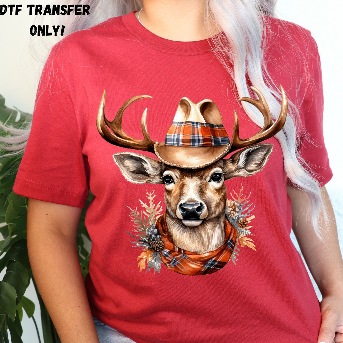 Reindeer cowboy hat DTF transfer