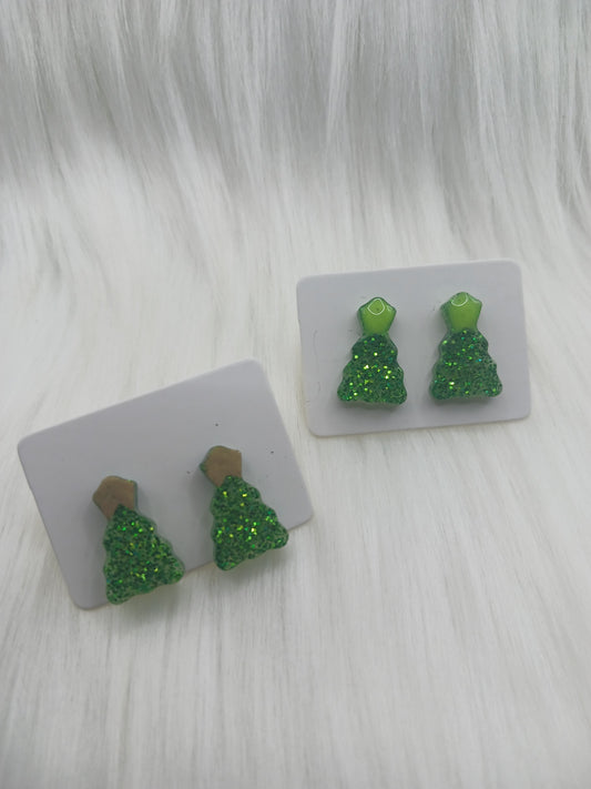 Christmas tree stud earrings