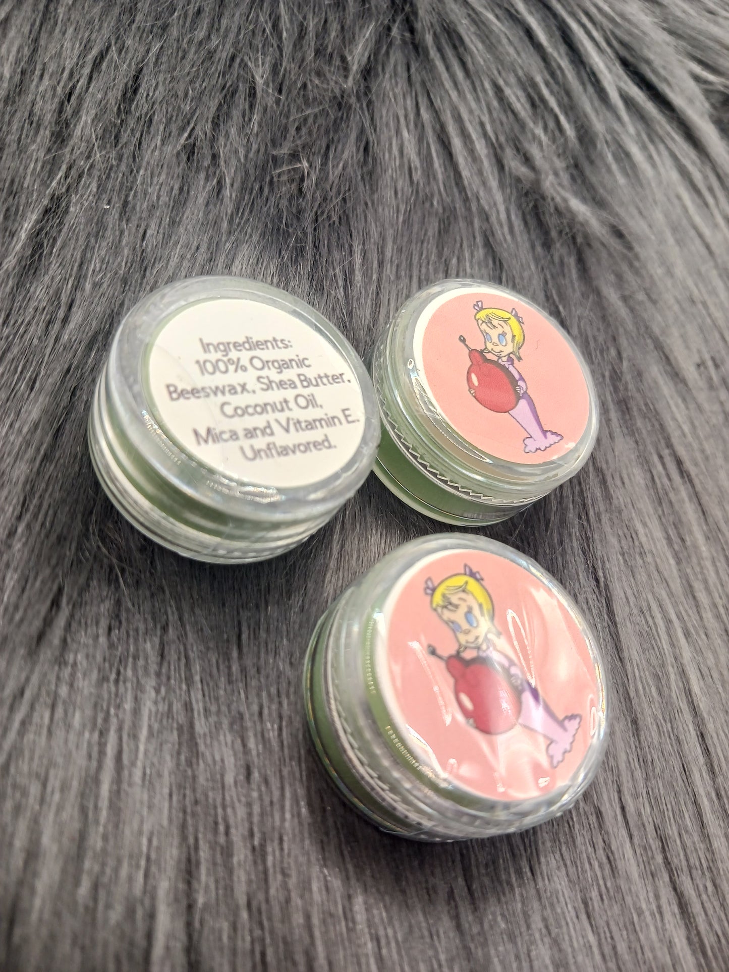 Christmas Cindy unflavored lip balm round