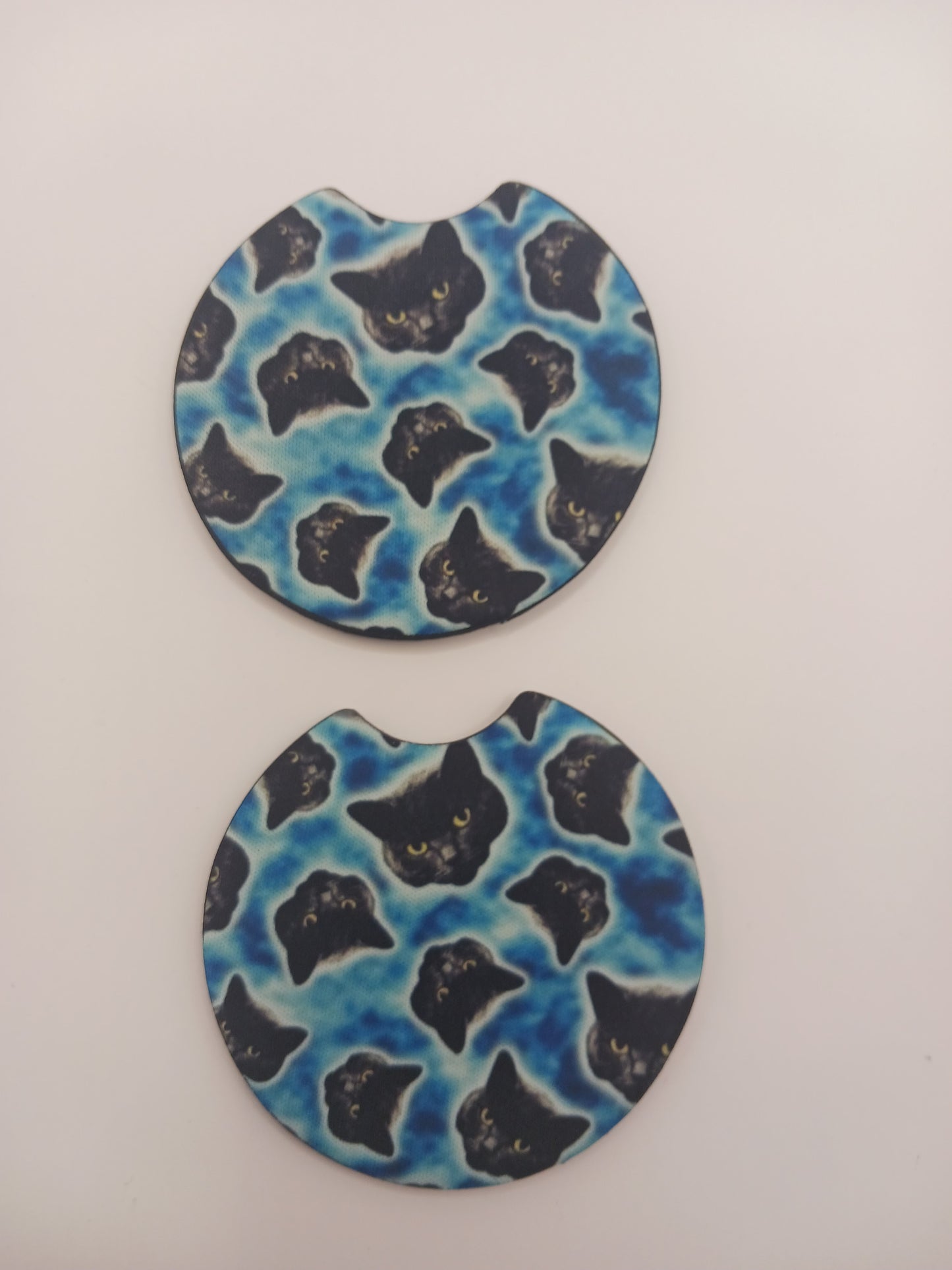 Black cat car coasters