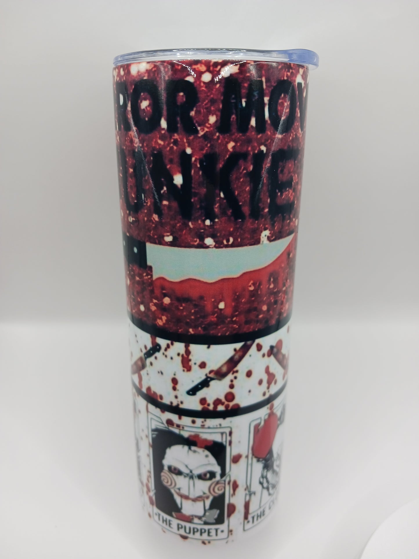 Horror movie junkie tumbler