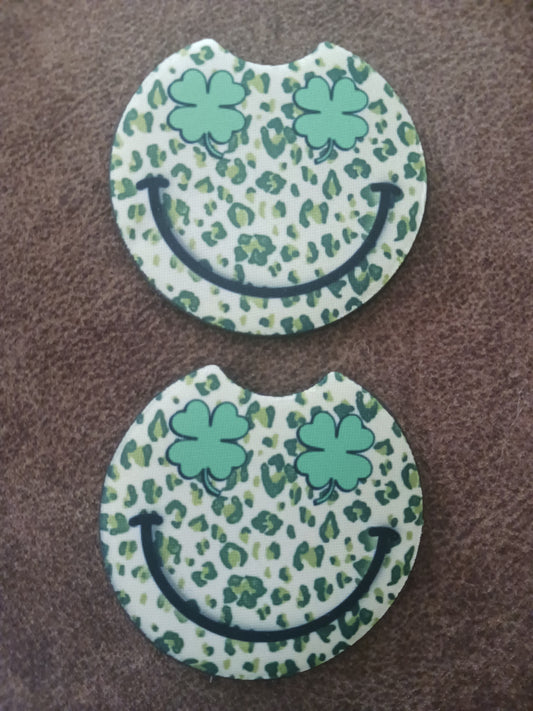 Clover smiley car coasters