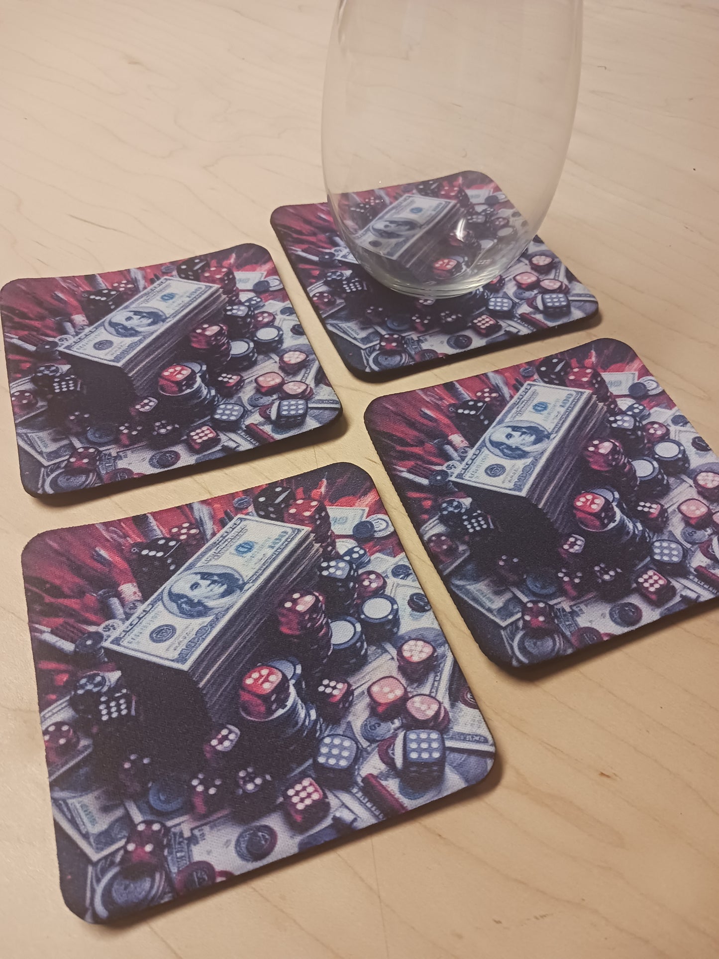 Casino player tabletop coasters