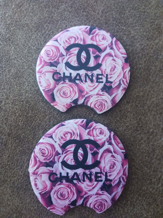 Pink rose inspired car coasters