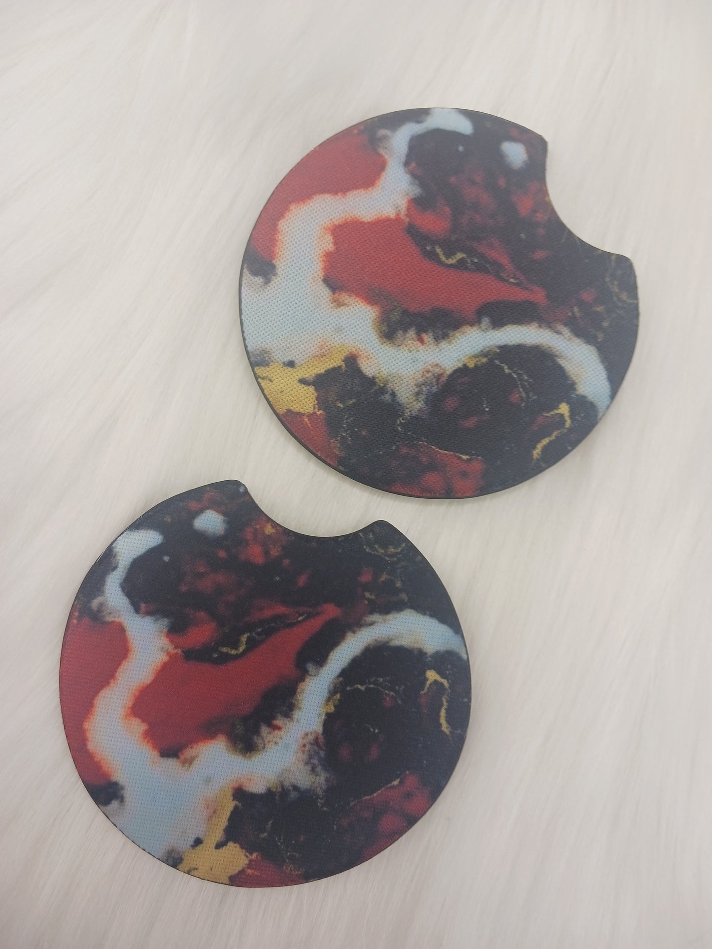 Red marble car coasters