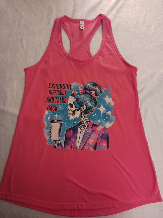 Expensive difficult and talks back flowy racerback tank top