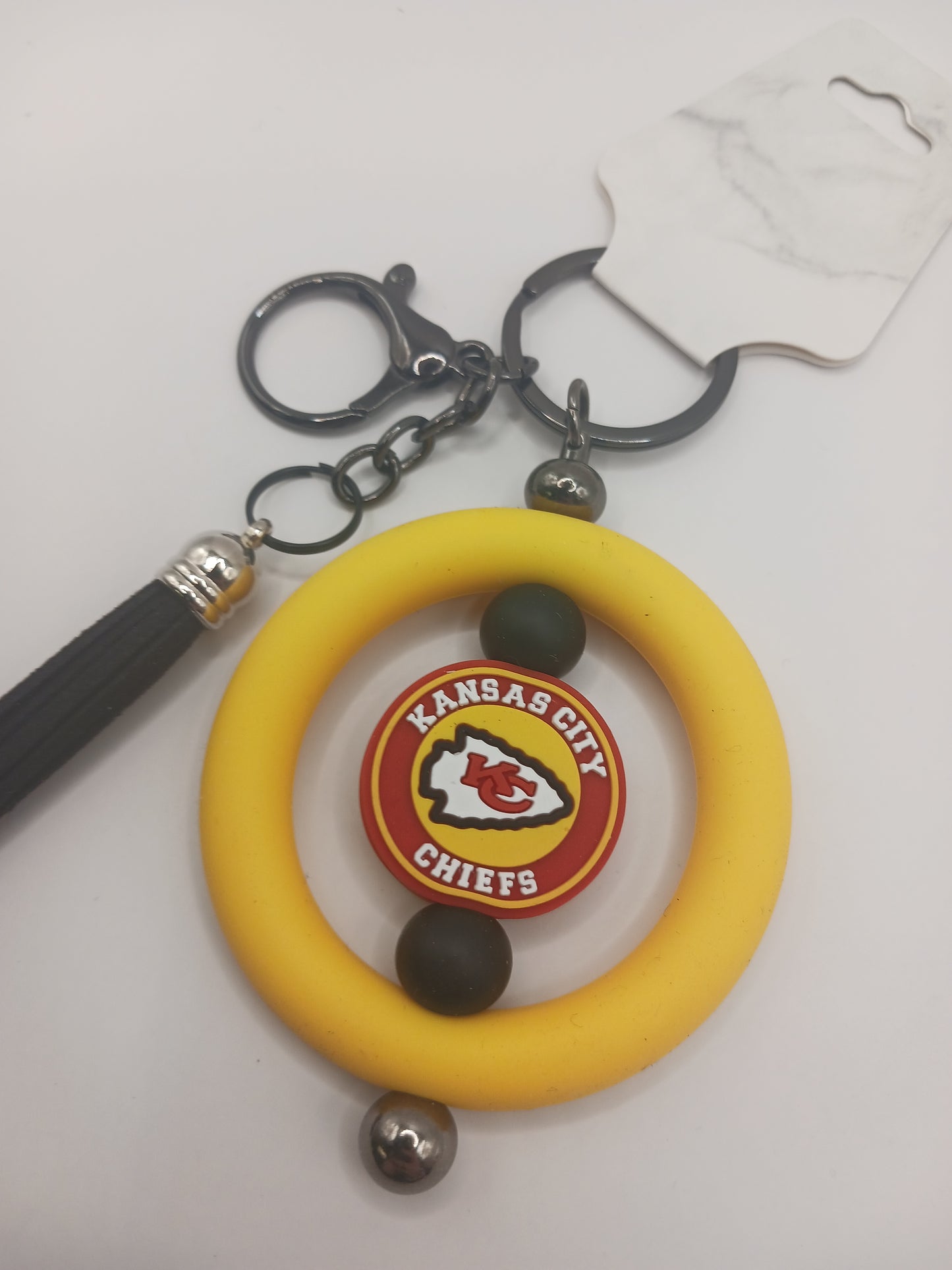 KC team silicone ring beaded keychain