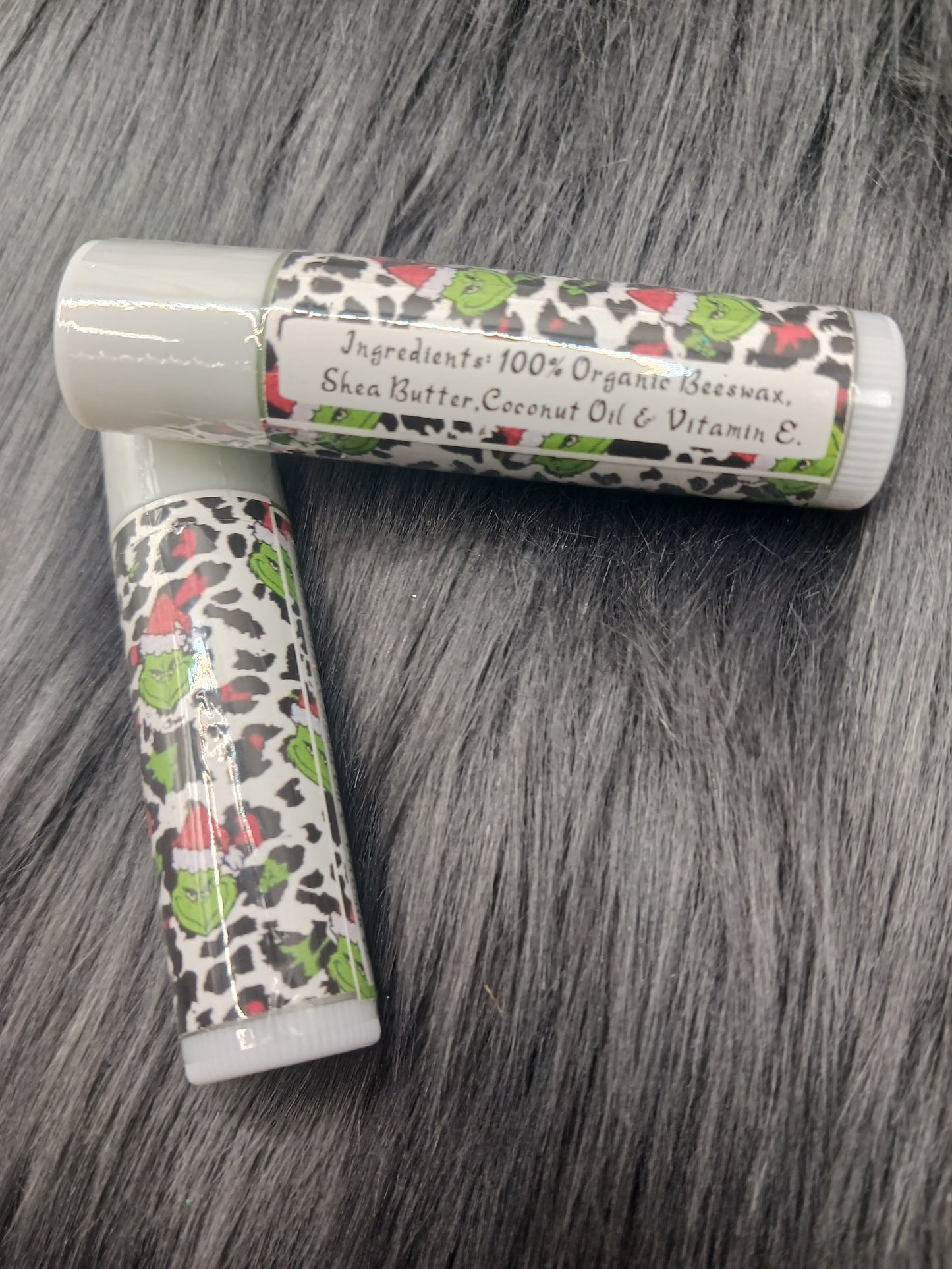 Animal print green guy unflavored lip balm