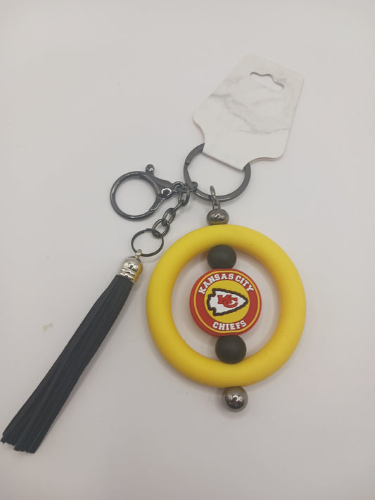 KC team silicone ring beaded keychain