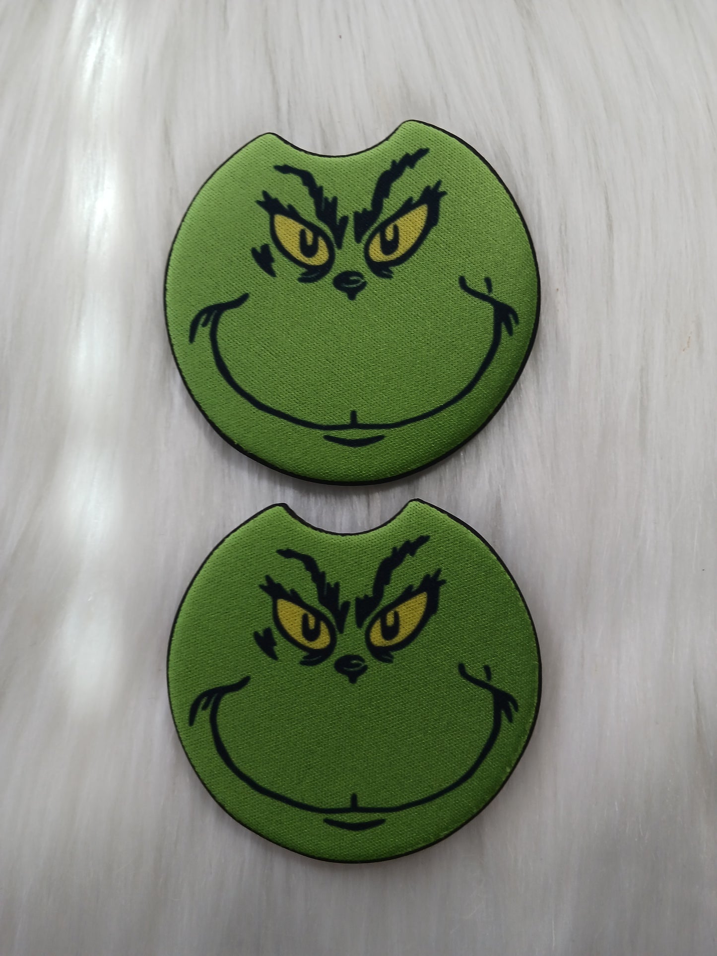 Lime green Christmas guy car coasters