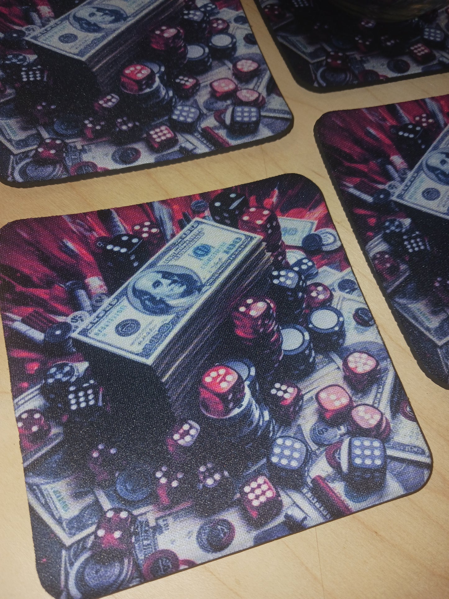 Casino player tabletop coasters